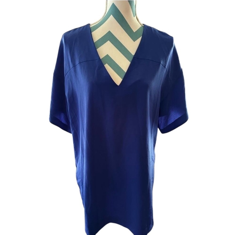 NWOT- Royal Blue Lush V-Neck Short Sleeve Blouse